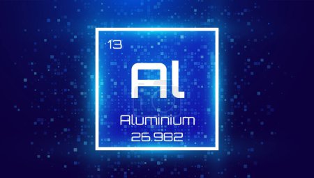 Illustration for Aluminium. Periodic Table Element. Chemical Element Card with Number and Atomic Weight. Design for Education, Lab, Science Class. Vector Illustration. - Royalty Free Image