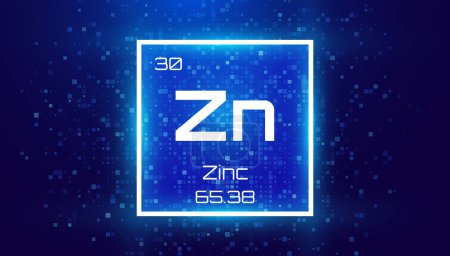 Illustration for Zinc. Periodic Table Element. Chemical Element Card with Number and Atomic Weight. Design for Education, Lab, Science Class. Vector Illustration. - Royalty Free Image