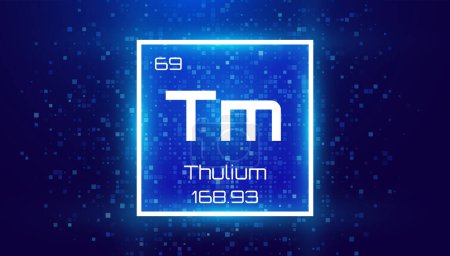 Illustration for Thulium. Periodic Table Element. Chemical Element Card with Number and Atomic Weight. Design for Education, Lab, Science Class. Vector Illustration. - Royalty Free Image