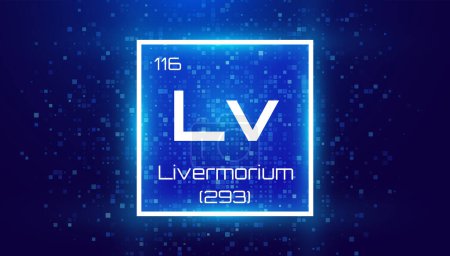 Livermorium. Periodic Table Element. Chemical Element Card with Number and Atomic Weight. Design for Education, Lab, Science Class. Vector Illustration. 