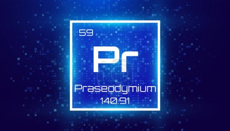 Illustration for Praseodymium. Periodic Table Element. Chemical Element Card with Number and Atomic Weight. Design for Education, Lab, Science Class. Vector Illustration. - Royalty Free Image