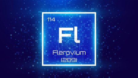 Flerovium. Periodic Table Element. Chemical Element Card with Number and Atomic Weight. Design for Education, Lab, Science Class. Vector Illustration. 