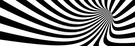Illustration for Black and white striped optical illusion background. vortex. vector - Royalty Free Image