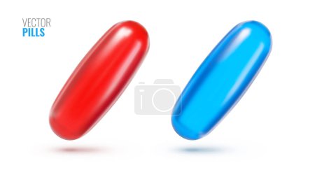 Illustration for Red and blue glassy pills vector illustration on white background - Royalty Free Image