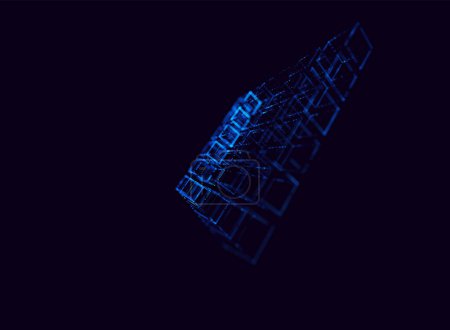 Ilustración de 3 d renderizado cubos abstractos fondo digital - Imagen libre de derechos