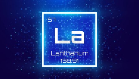 Illustration for Lanthanum. Periodic Table Element. Chemical Element Card with Number and Atomic Weight. Design for Education, Lab, Science Class. Vector Illustration. - Royalty Free Image