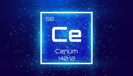 Illustration for Cerium. Periodic Table Element. Chemical Element Card with Number and Atomic Weight. Design for Education, Lab, Science Class. Vector Illustration. - Royalty Free Image