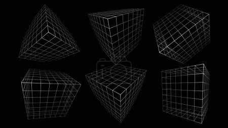 Ilustración de Cubos poligonales de marco de alambre. elementos de diseño de vectores de polivinílico bajo - Imagen libre de derechos