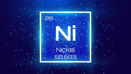 Illustration for Nickel. Periodic Table Element. Chemical Element Card with Number and Atomic Weight. Design for Education, Lab, Science Class. Vector Illustration. - Royalty Free Image