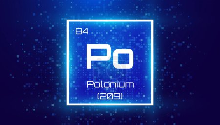 Polonium. Periodensystem Element. Chemische Elementkarte mit Anzahl und Atomgewicht. Design for Education, Labor, Science Class. Vektorillustration.    