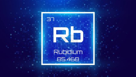 Rubidium. Periodic Table Element. Chemical Element Card with Number and Atomic Weight. Design for Education, Lab, Science Class. Vector Illustration.    