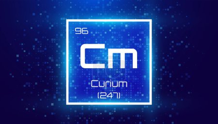 Curium. Periodic Table Element. Chemical Element Card with Number and Atomic Weight. Design for Education, Lab, Science Class. Vector Illustration.    