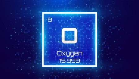 Illustration for Oxygen. Periodic Table Element. Chemical Element Card with Number and Atomic Weight. Design for Education, Lab, Science Class. Vector Illustration. - Royalty Free Image