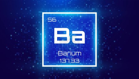 Barium. Periodic Table Element. Chemical Element Card with Number and Atomic Weight. Design for Education, Lab, Science Class. Vector Illustration.    