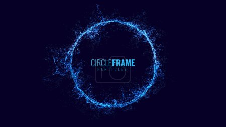 Illustration for Circle frame with blue particles. abstract geometric design. vector - Royalty Free Image