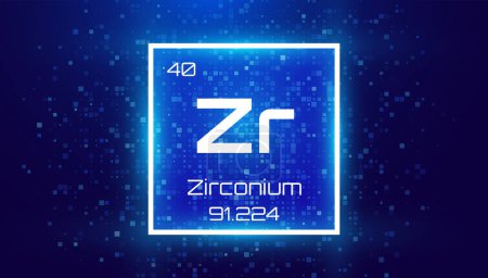 Zirkonium. Periodensystem Element. Chemische Elementkarte mit Anzahl und Atomgewicht. Design for Education, Labor, Science Class. Vektorillustration.    