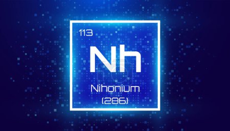 Nihonium. Periodensystem Element. Chemische Elementkarte mit Anzahl und Atomgewicht. Design for Education, Labor, Science Class. Vektorillustration.    