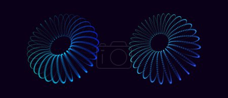 Illustration for Abstract 3 d spiral shapes with lines on black background. vector illustration - Royalty Free Image