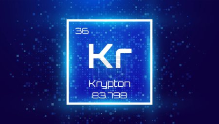 Krypton. Periodic Table Element. Chemical Element Card with Number and Atomic Weight. Design for Education, Lab, Science Class. Vector Illustration.    