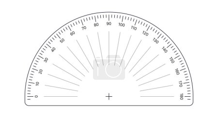 Ilustración de Icono de regla de escala de 180 grados. diseño de línea delgada. ilustración vectorial - Imagen libre de derechos