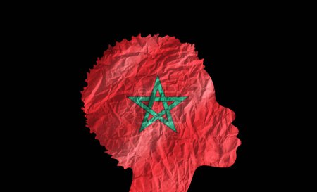 Téléchargez les photos : Femme africaine silhouette avec drapeau national du Maroc. - en image libre de droit