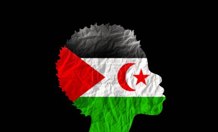 Téléchargez les photos : Silhouette africaine avec drapeau national du Sahara Occidental. - en image libre de droit