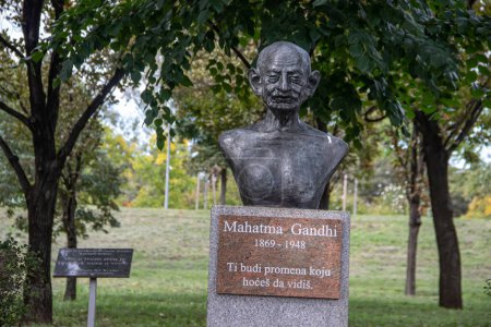 Photo for Statue of Mahatma Gandhy, creator of non-violence resistance global movement, placed in public park in Belgrade, Serbia - Royalty Free Image