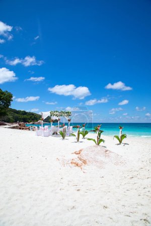 Photo for Wedding ceremony on the famous Anse Lazio beach on the Praslin island, Seychelles - Royalty Free Image