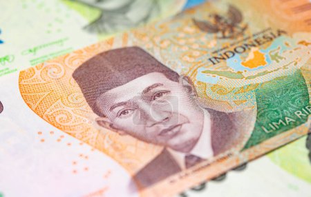 Photo for Collection of the Indonesian banknotes (1000 to 100000 Rupiah) - Royalty Free Image