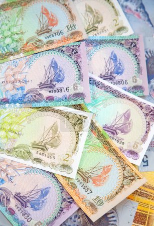 Foto de Collection of the Maldives rufiyaa banknotes - Imagen libre de derechos