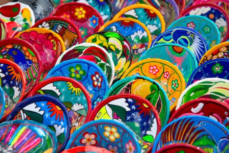 Photo for Colorful traditional mexican ceramics on the street market - Royalty Free Image