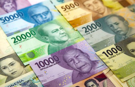 Photo for Collection of the Indonesian banknotes (1000 to 50000 Rupiah) - Royalty Free Image