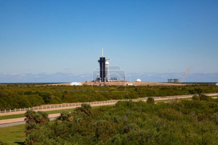 Photo for KENNEDY SPACE CENTER, FLORIDA, USA - DECEMBER 2, 2019: NASA Launch site LC-39A at Kennedy Space Center. The LC-39A is used by SpaceX for Falcon 9 and Falcon Heavy launches - Royalty Free Image
