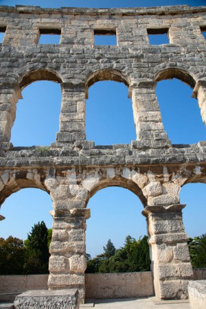 Photo for Ancient roman amphitheater in the croatian city Pula - Royalty Free Image