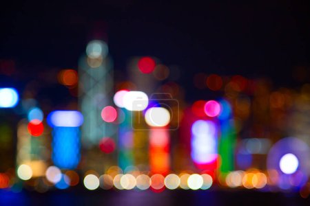 Téléchargez les photos : Lumières nocturnes de la ville de Hong Kong - en image libre de droit