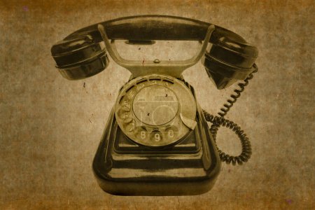Foto de Viejo grunge vintage teléfono en blanco aislado - Imagen libre de derechos
