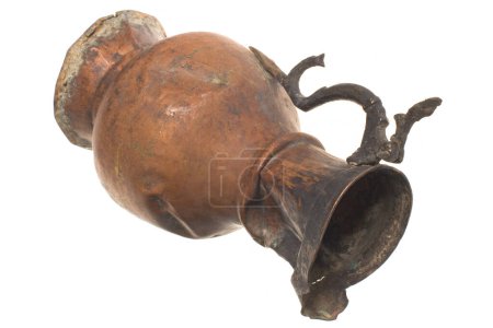An old Russian cast-iron pot on a white background. High quality photo