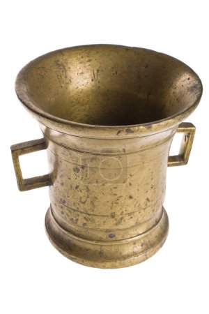An old Russian cast-iron pot on a white background. High quality photo