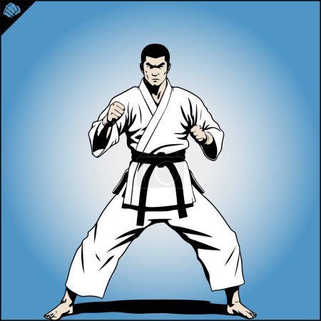Illustration for Fighter logo. Kyokushin karate creative design emblem. Vector. EPS - Royalty Free Image