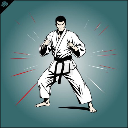 Illustration for Fighter logo. Kyokushin karate creative design emblem. Vector. EPS - Royalty Free Image