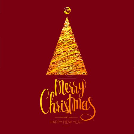 Modèle vectoriel réaliste de Noël et Nouvel An avec branches d'arbre de Noël, étoiles, cônes et baies de houx sur fond de bois sombre vengeance.