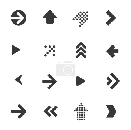 Illustration for New arrow vector icon set. Arrow vector collection. Cursor, buttons, application and interface symbols. Modern simple arrows. - Royalty Free Image