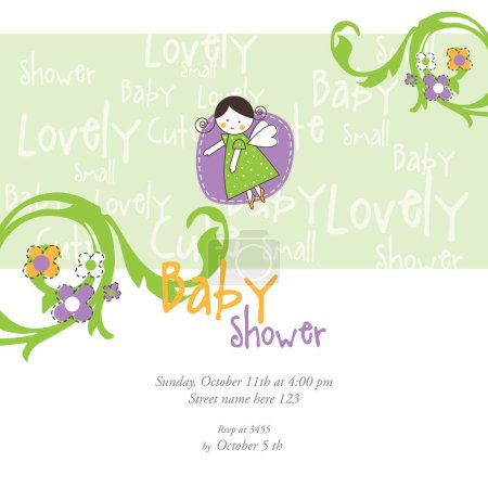 Illustration for Baby Shower Invitation template. Card invitation template. Graphic design element. - Royalty Free Image