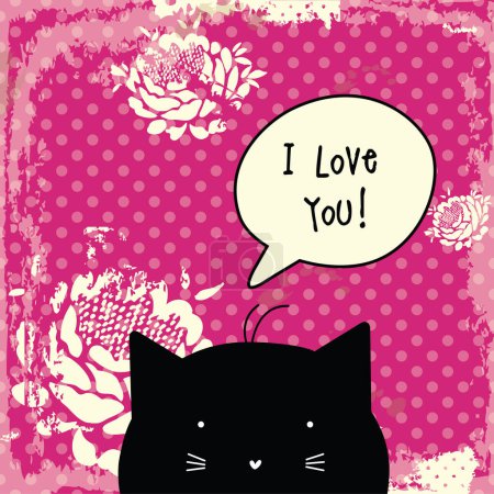 Téléchargez les illustrations : Valentine's card. Cat character. Template. Graphic design element. - en licence libre de droit