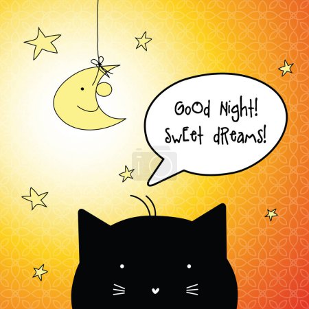 Illustration for Good Nigt. Sweet dreams. Card with speech bubble. - Royalty Free Image