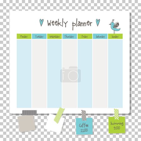 Téléchargez les illustrations : Weekly planner. Note paper, Notes, to do list. Organiser planner template. Note paper. New year and Christmas time. - en licence libre de droit