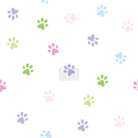 Téléchargez les illustrations : Colorful cat paws seamless pattern - en licence libre de droit
