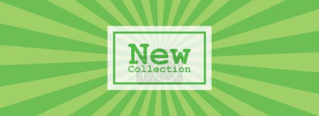 Illustration for New collection template banner green  rays background - Royalty Free Image