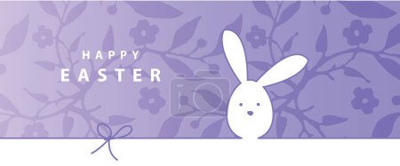 Téléchargez les illustrations : Bannière de Pâques lapin et fleurs - en licence libre de droit