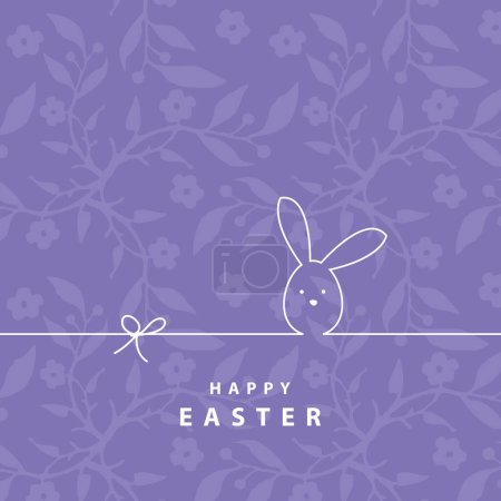Téléchargez les illustrations : Easter card with bunny, background floral design, decorative template - en licence libre de droit
